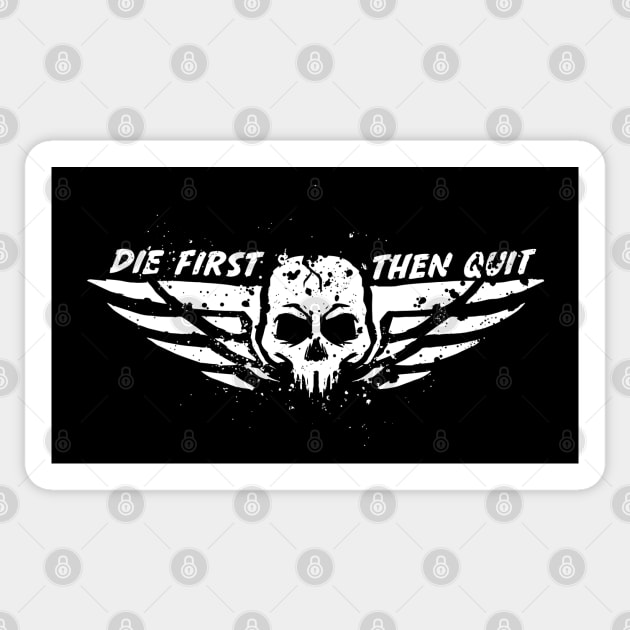 die first then quit army soldiers vintage flaying wings skull Sticker by A Comic Wizard